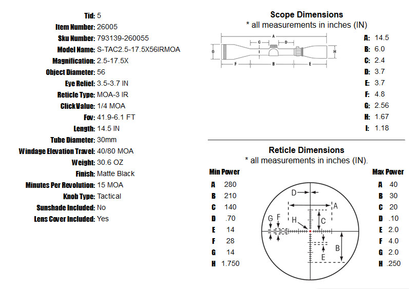 Puškohľad Sightron S-TAC 2,5-17,5x56 IRMOA