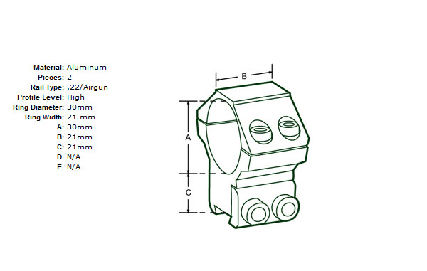 Dvojdielna montáž vysoká Optisan 11mm priemer 30mm