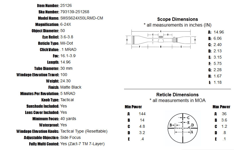 Puškohľad Sightron SIII 6-24x50 LR MDCM