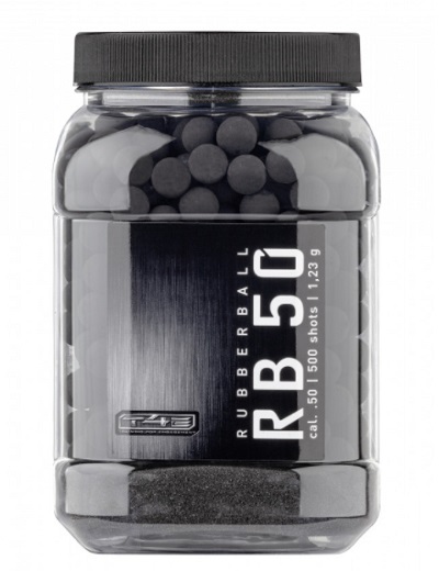 Guličky, gumenné projektily T4E Rubberball RB 50, 1,06g, kal. .50, 500 ks